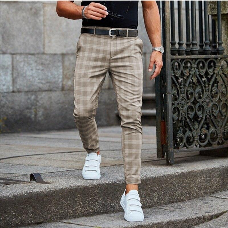 Chinos - Herren karierte Slim Fit Stretch Chino Hose-HauteBerlin