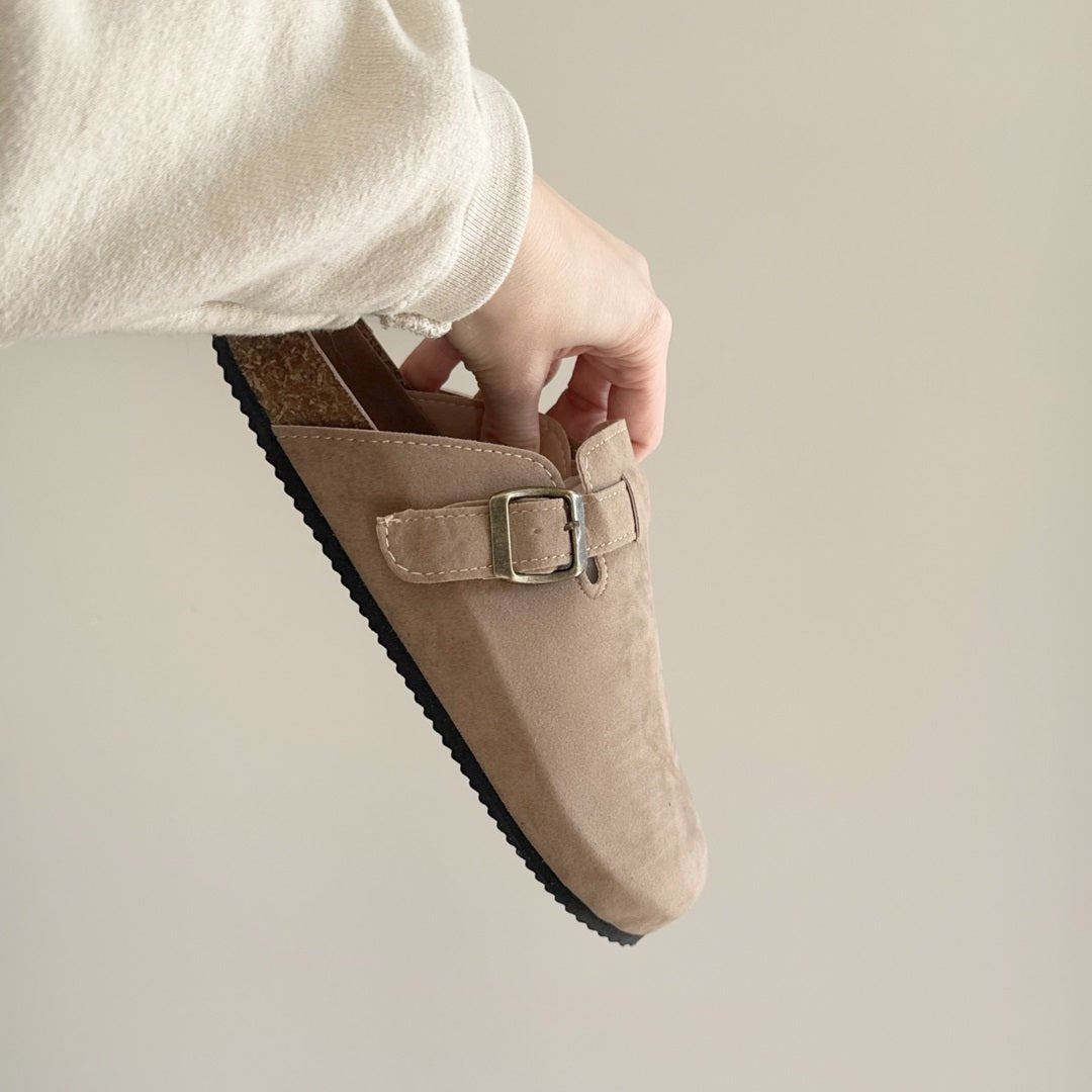 Clogs Damen | Pantoletten in Wildlederoptik | Korkfußbett-HauteBerlin