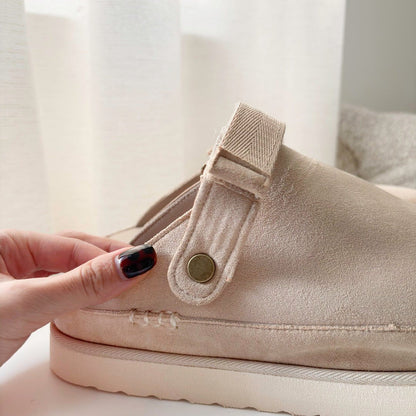 Clogs Damen | Wildleder Optik Plateau | Verstellbarer Riemen-HauteBerlin