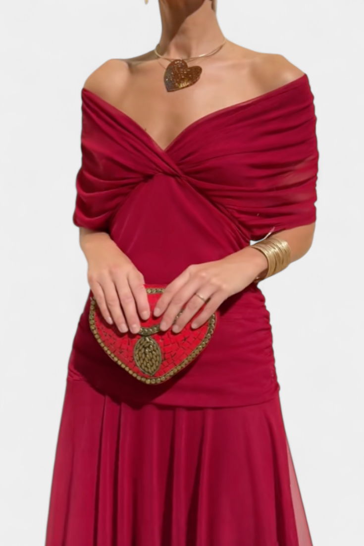 Cocktailkleid – Elegant – Fließend – Schulterfreies Kleid – Maxikleid-HauteBerlin