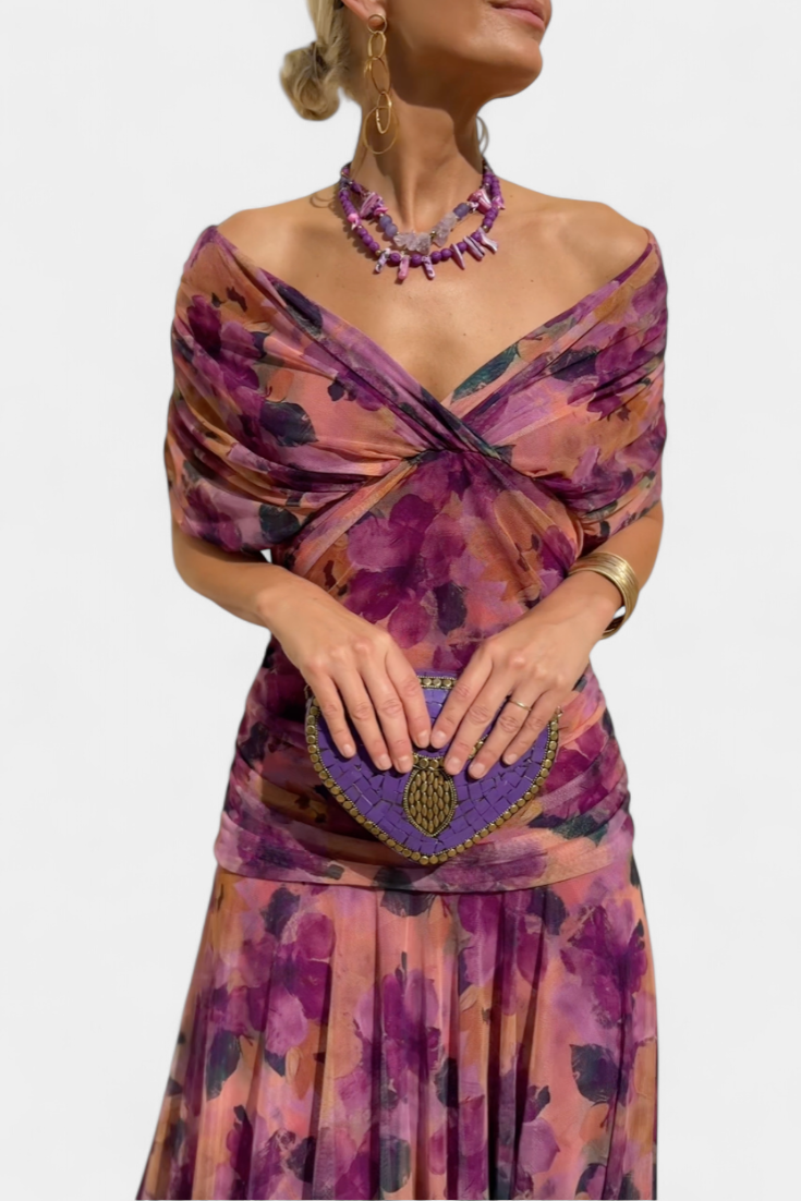 Cocktailkleid – Elegant – Fließend – Schulterfreies Kleid – Maxikleid-HauteBerlin