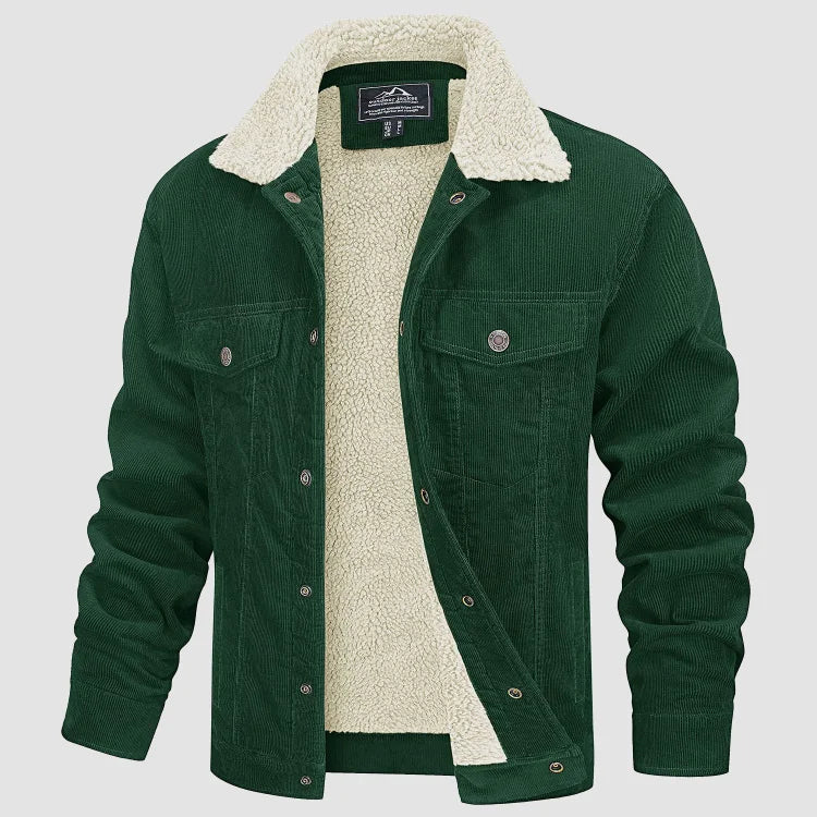 Cordjacke - Fleece Gefüttert - Knöpfe - Winterjacke - Herrenjacke-HauteBerlin
