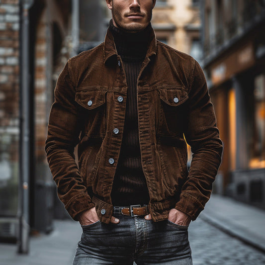 Cordjacke | Mit Knöpfen | Reguläre Passform | Übergangsjacke | Herrenjacke-HauteBerlin
