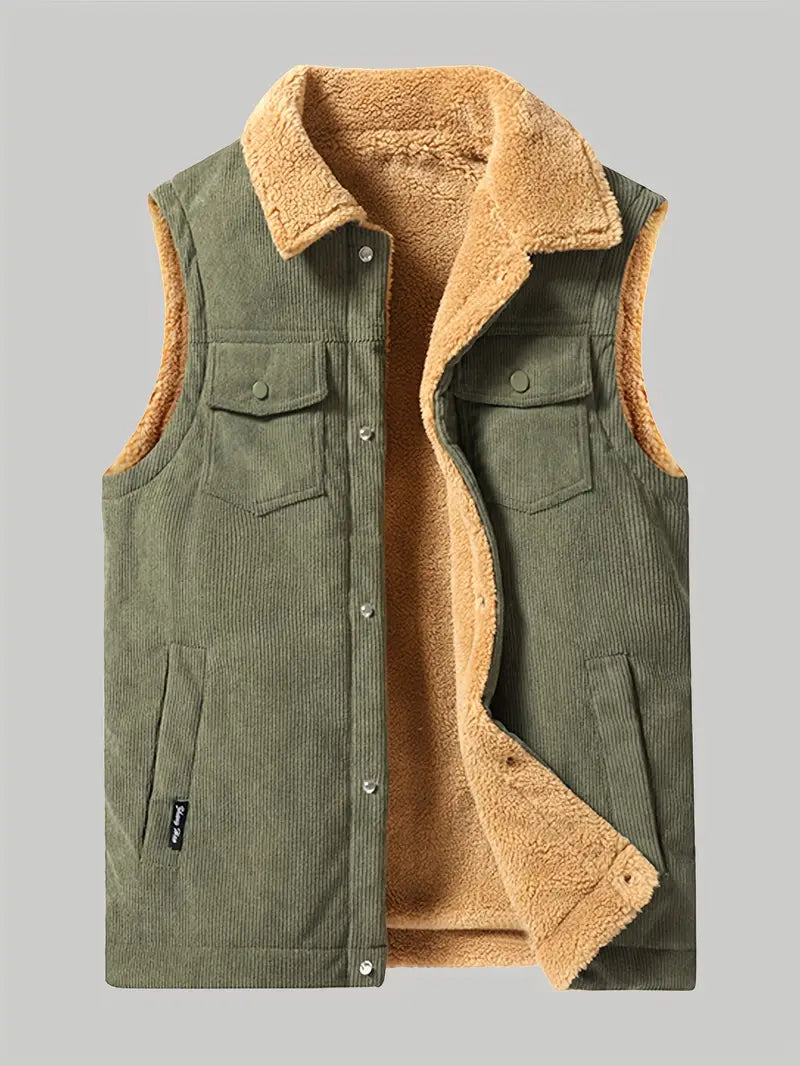 Cordweste – Lässige Herrenweste mit Sherpa-Fleecefutter für den Herbst-HauteBerlin