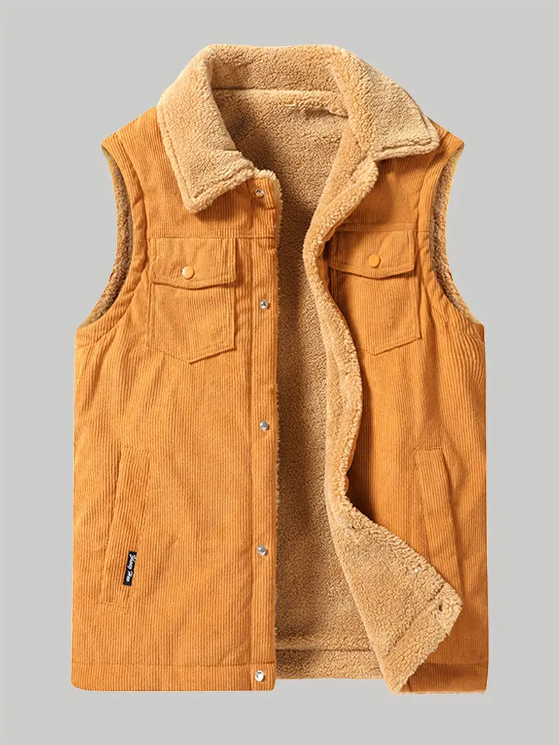 Cordweste – Lässige Herrenweste mit Sherpa-Fleecefutter für den Herbst-HauteBerlin