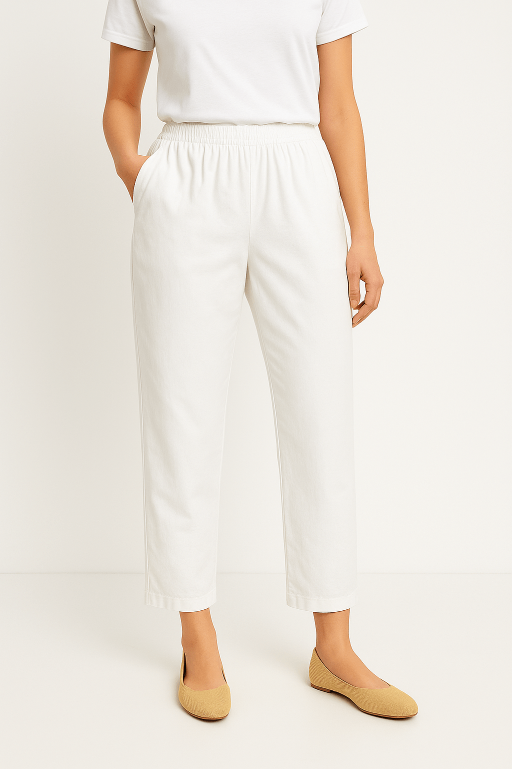 Cropped Pants - Damen Freizeithose mit elastischer Taille-HauteBerlin