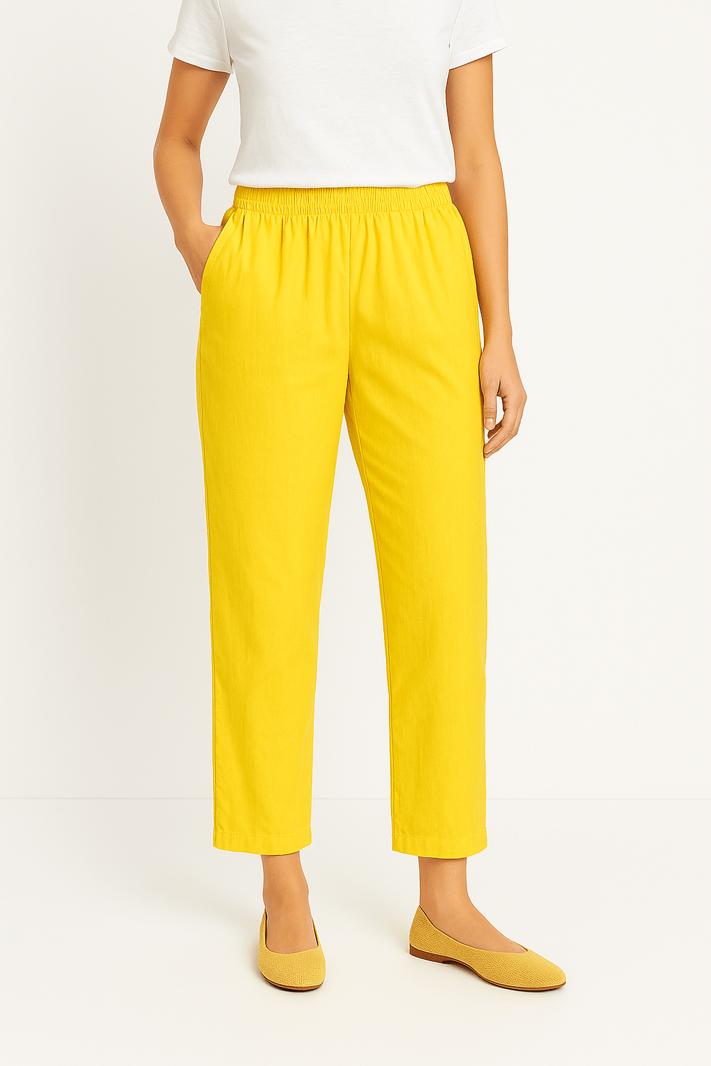 Cropped Pants - Damen Freizeithose mit elastischer Taille-HauteBerlin