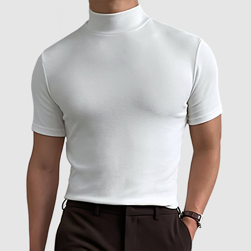 Stehkragen T-Shirt Herren – Kurzarm Slim Fit aus Stretch-Baumwolle-HauteBerlin