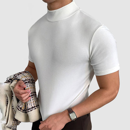 Stehkragen T-Shirt Herren – Kurzarm Slim Fit aus Stretch-Baumwolle-HauteBerlin