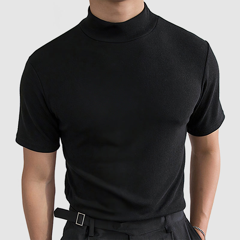 Stehkragen T-Shirt Herren – Kurzarm Slim Fit aus Stretch-Baumwolle-HauteBerlin