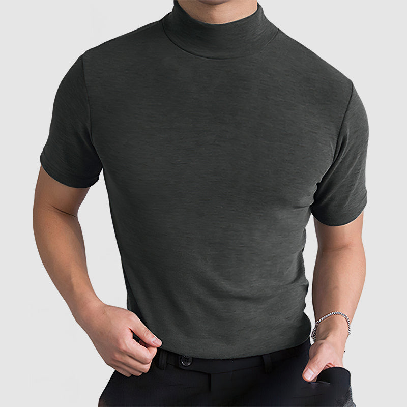 Stehkragen T-Shirt Herren – Kurzarm Slim Fit aus Stretch-Baumwolle-HauteBerlin