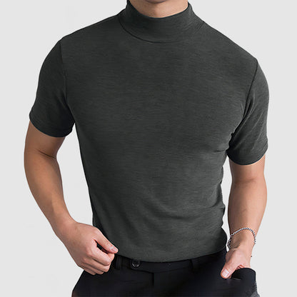 Stehkragen T-Shirt Herren – Kurzarm Slim Fit aus Stretch-Baumwolle-HauteBerlin
