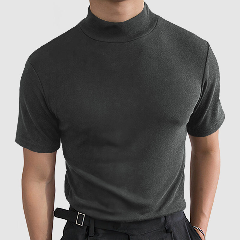 Stehkragen T-Shirt Herren – Kurzarm Slim Fit aus Stretch-Baumwolle-HauteBerlin