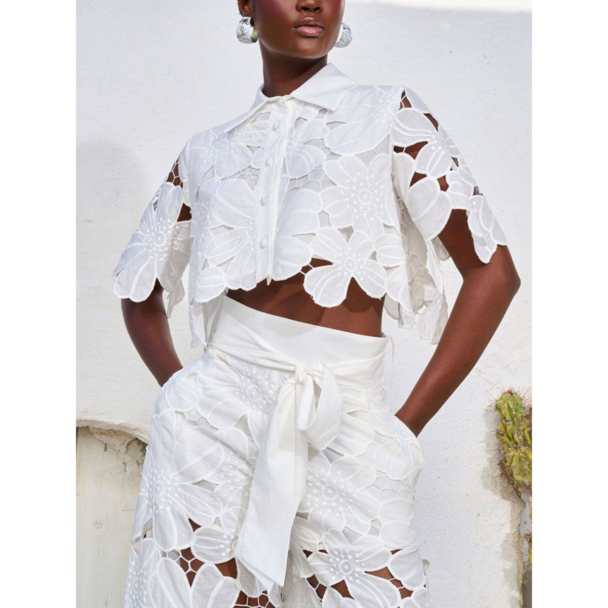 Damen-Zweiteiler – Crop-Top und hochtaillierte Palazzo-Hose für den Sommer-HauteBerlin