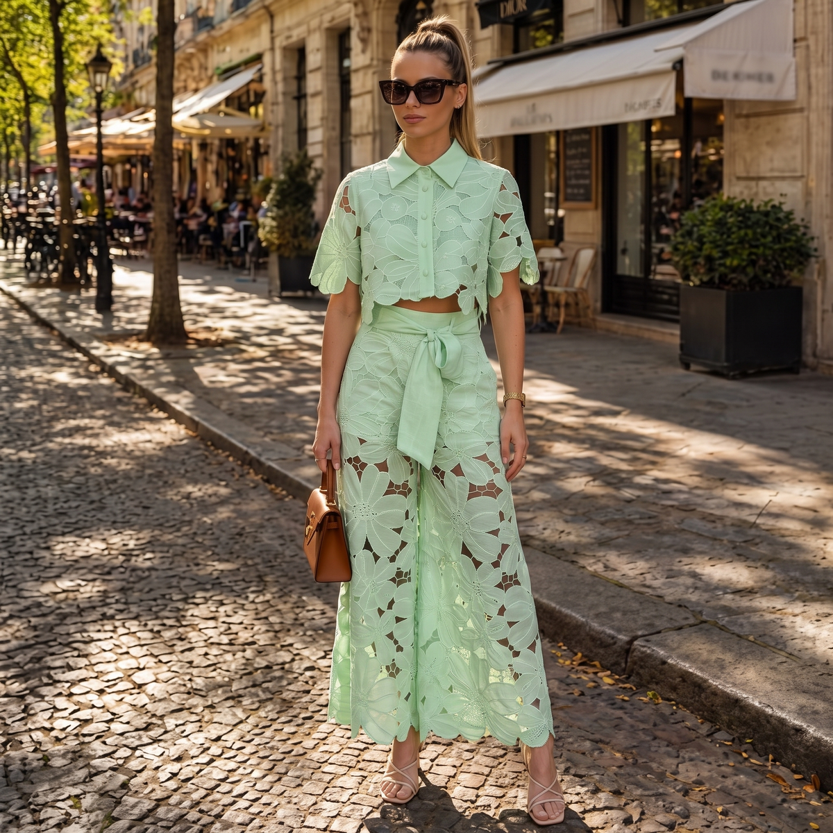 Damen-Zweiteiler – Crop-Top und hochtaillierte Palazzo-Hose für den Sommer-HauteBerlin