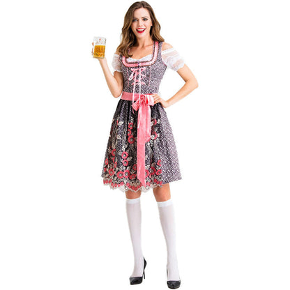 Dirndl - Damen Spitze Stickerei Bestickt Rosa Oktoberfest-HauteBerlin