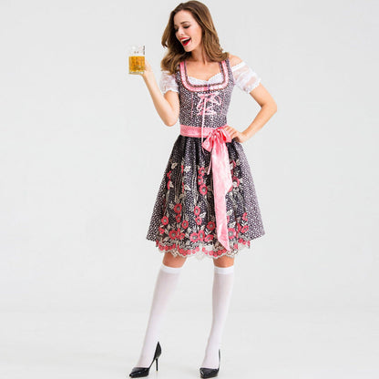 Dirndl - Damen Spitze Stickerei Bestickt Rosa Oktoberfest-HauteBerlin