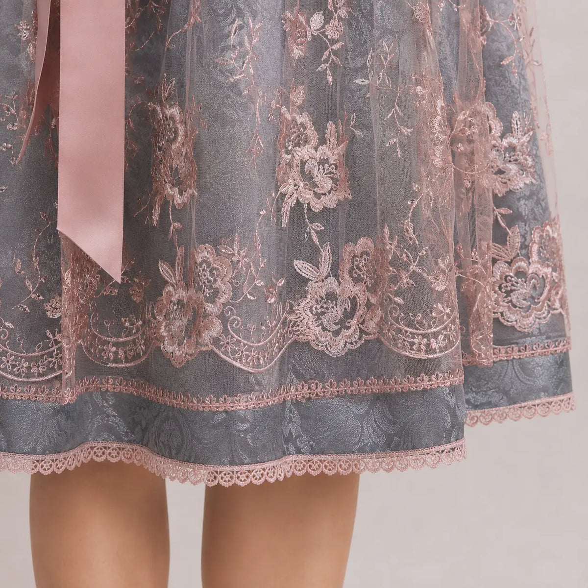 Dirndl - Damen Spitze Traditionell Silber Oktoberfest-HauteBerlin