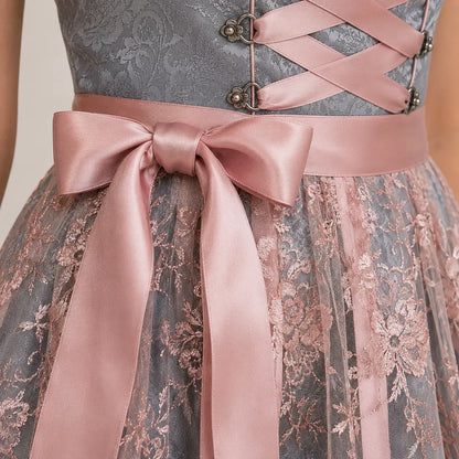 Dirndl - Damen Spitze Traditionell Silber Oktoberfest-HauteBerlin