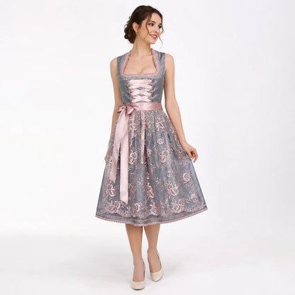 Dirndl - Damen Spitze Traditionell Silber Oktoberfest-HauteBerlin