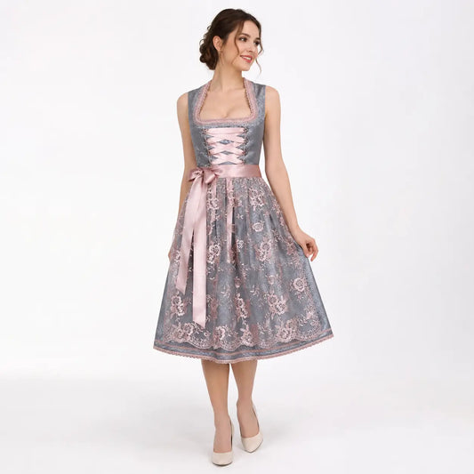 Dirndl - Damen Spitze Traditionell Silber Oktoberfest-HauteBerlin