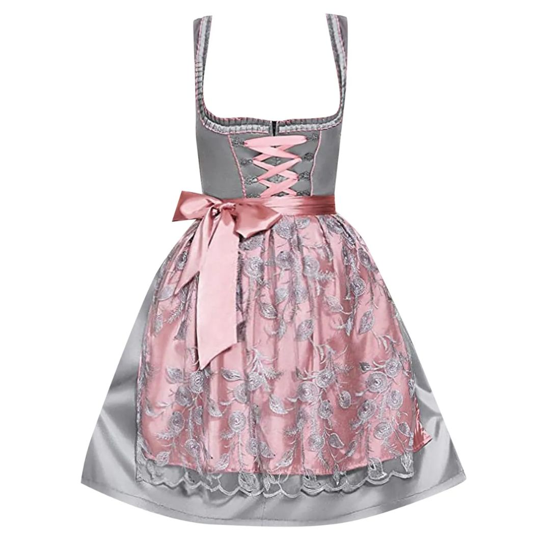 Dirndl - Damen Traditionell Bayerisch Silber Oktoberfest-HauteBerlin