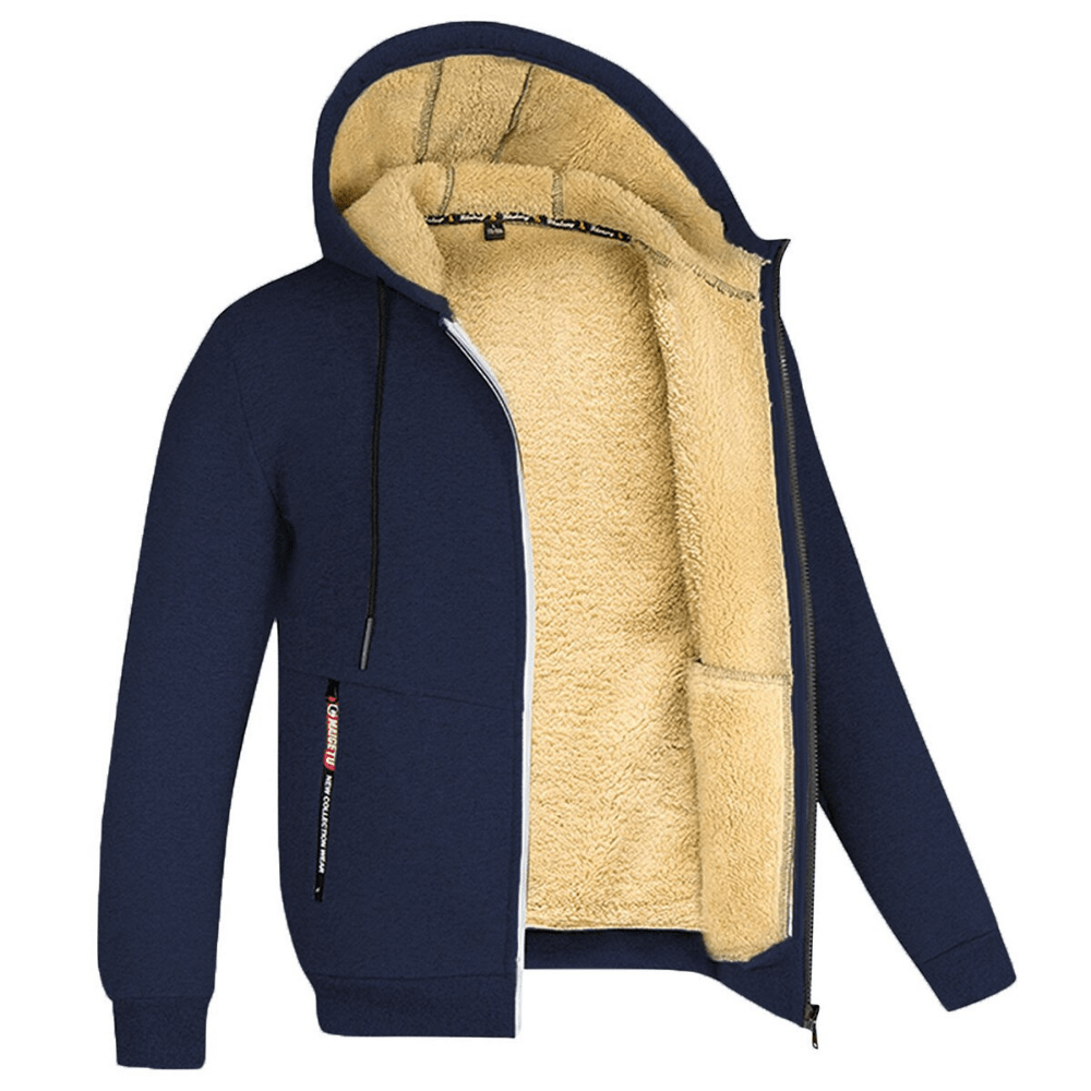 Fellgefütterter Hoodie – Warm – Mit Reißverschluss – Winter-Hoodie – Herren-Hoodie-Jacke-HauteBerlin