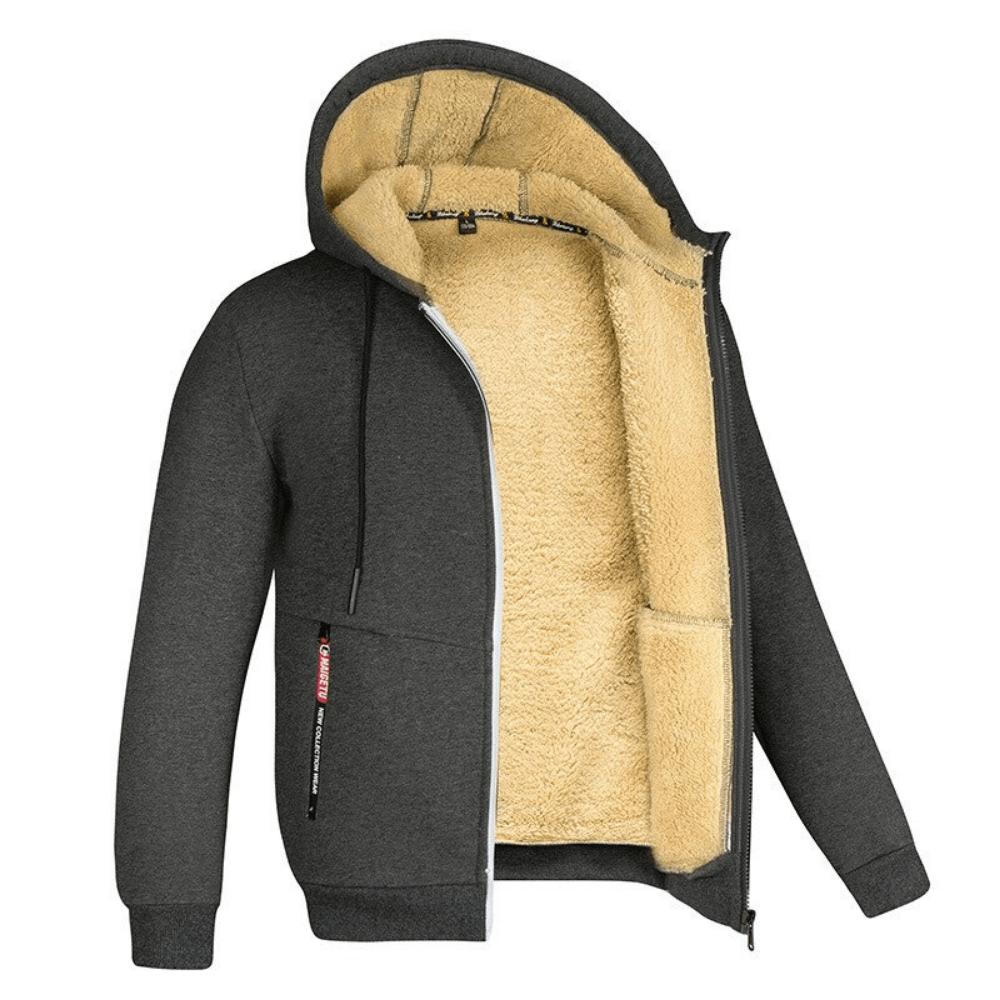 Fellgefütterter Hoodie – Warm – Mit Reißverschluss – Winter-Hoodie – Herren-Hoodie-Jacke-HauteBerlin