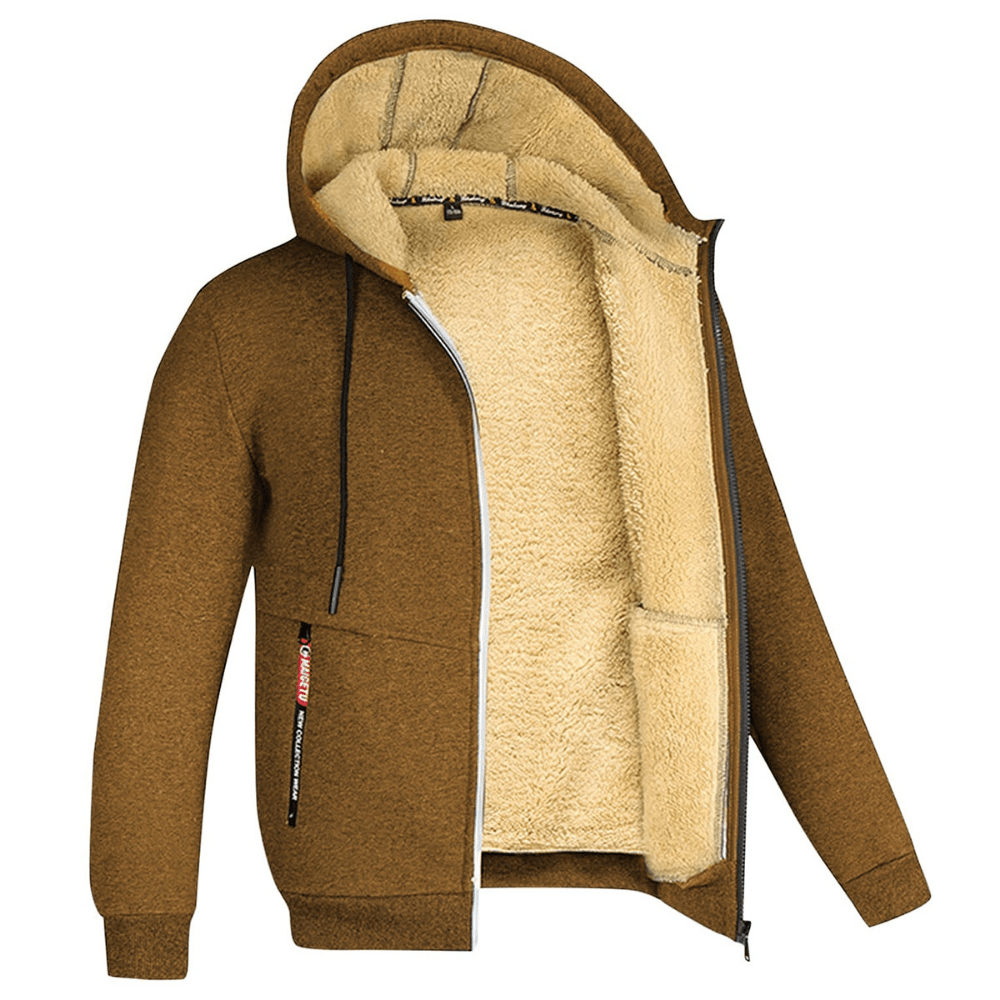 Fellgefütterter Hoodie – Warm – Mit Reißverschluss – Winter-Hoodie – Herren-Hoodie-Jacke-HauteBerlin