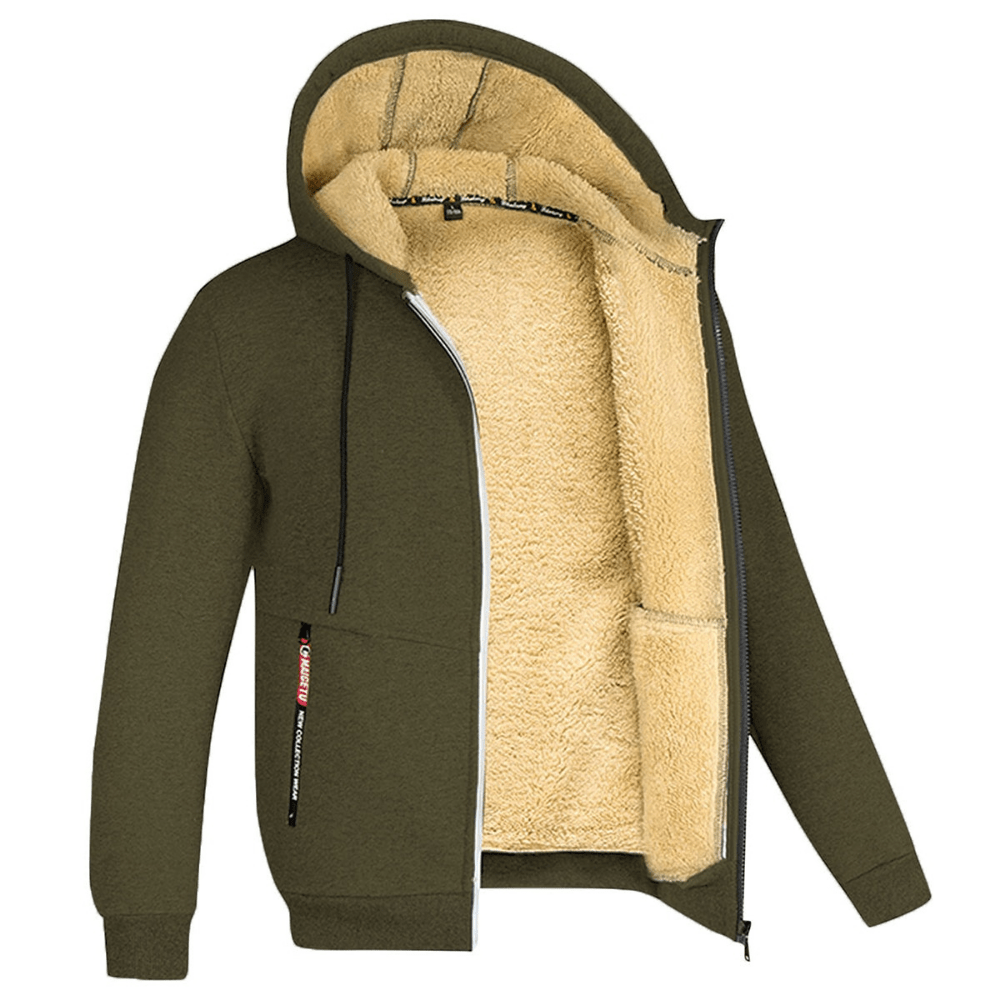 Fellgefütterter Hoodie – Warm – Mit Reißverschluss – Winter-Hoodie – Herren-Hoodie-Jacke-HauteBerlin