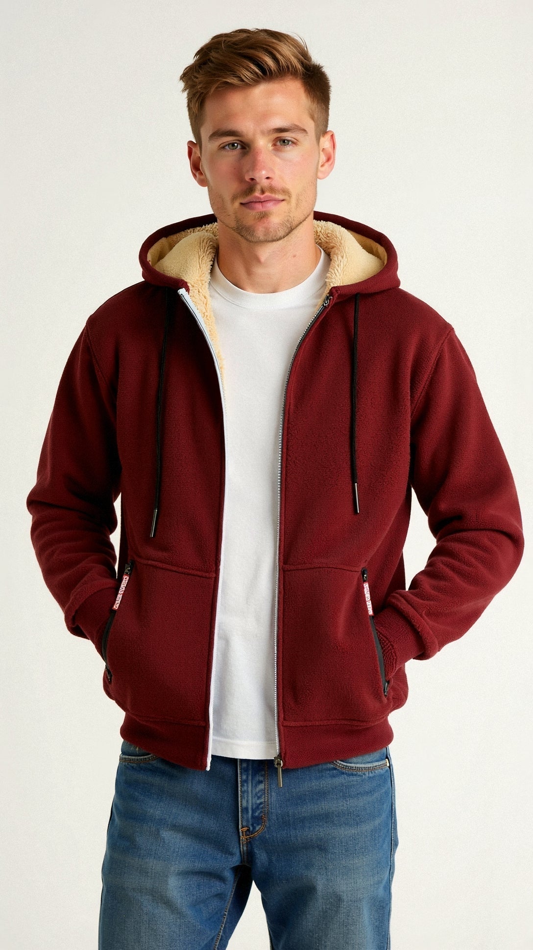 Fellgefütterter Hoodie – Warm – Mit Reißverschluss – Winter-Hoodie – Herren-Hoodie-Jacke-HauteBerlin