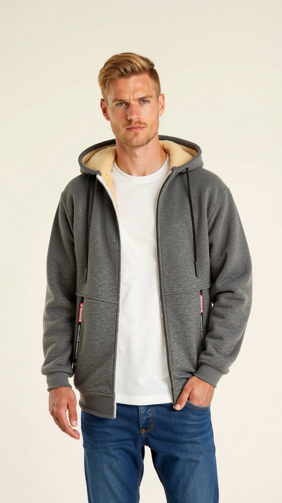 Fellgefütterter Hoodie – Warm – Mit Reißverschluss – Winter-Hoodie – Herren-Hoodie-Jacke-HauteBerlin