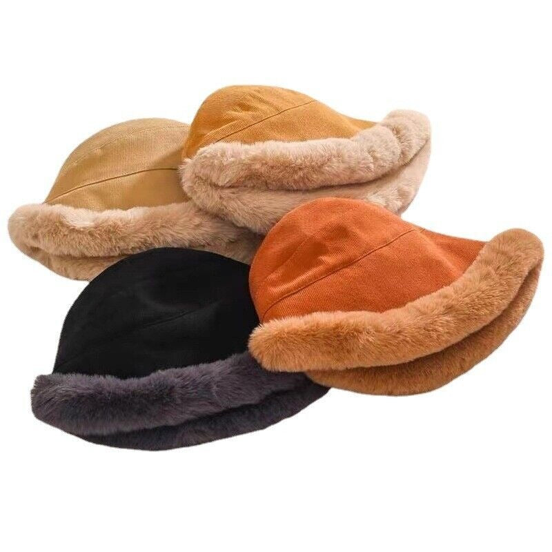 Fischerhut Damen Winter | Bucket Hat | Kunstfell Rand | Gefüttert-HauteBerlin