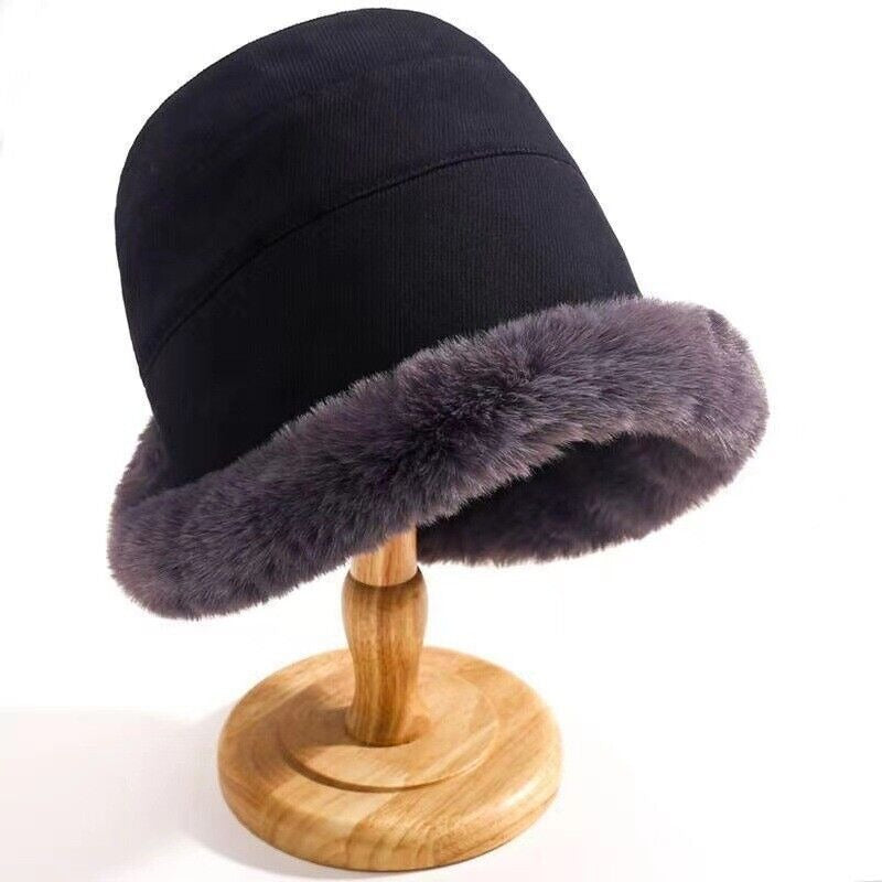 Fischerhut Damen Winter | Bucket Hat | Kunstfell Rand | Gefüttert-HauteBerlin