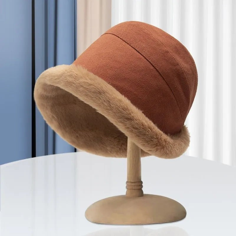 Fischerhut Damen Winter | Bucket Hat | Kunstfell Rand | Gefüttert-HauteBerlin
