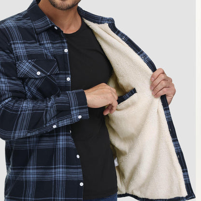 Flanelljacke – Kariertes, Mit Fleece Gefüttertes Herren-Overshirt für den Winter-HauteBerlin