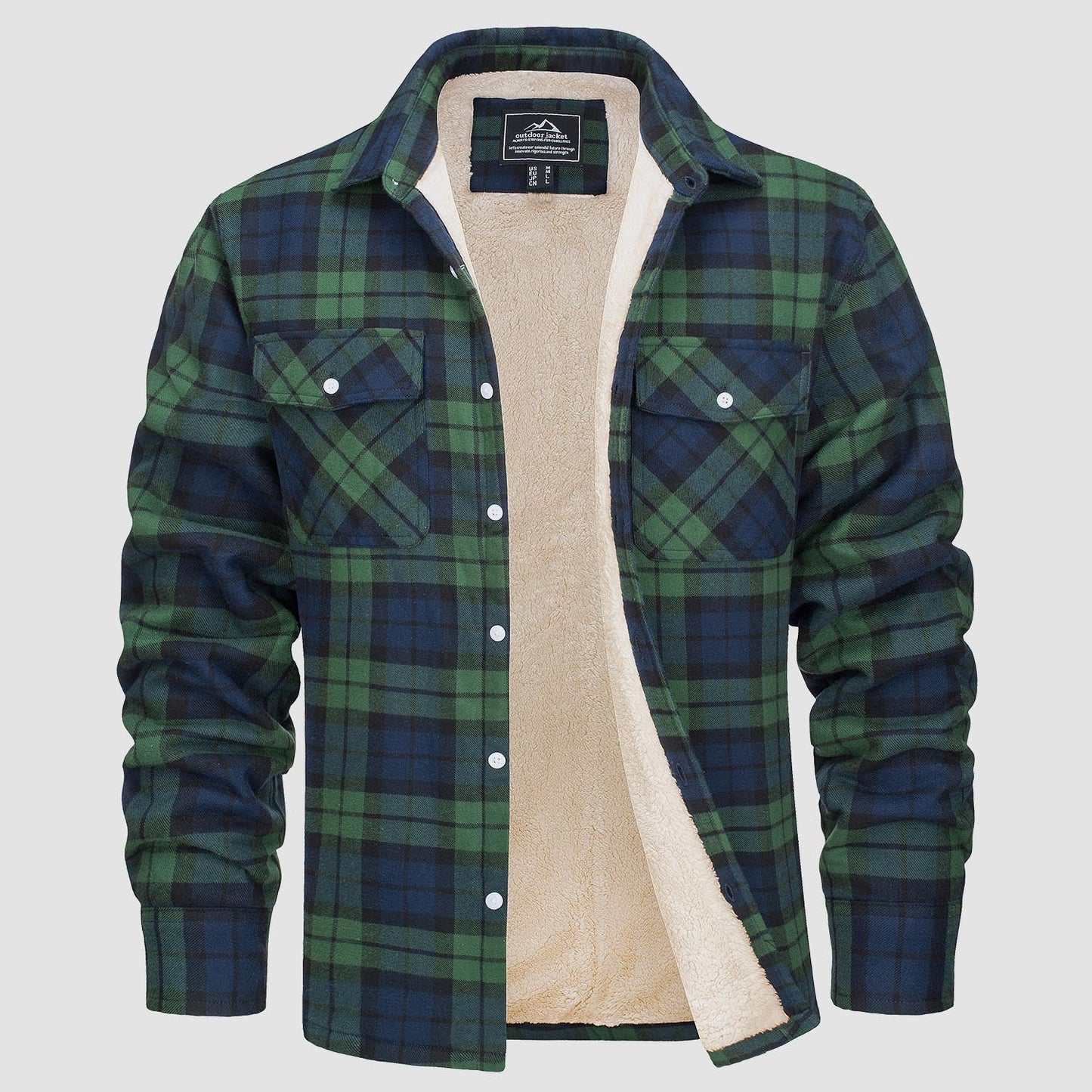 Flanelljacke – Kariertes, Mit Fleece Gefüttertes Herren-Overshirt für den Winter-HauteBerlin
