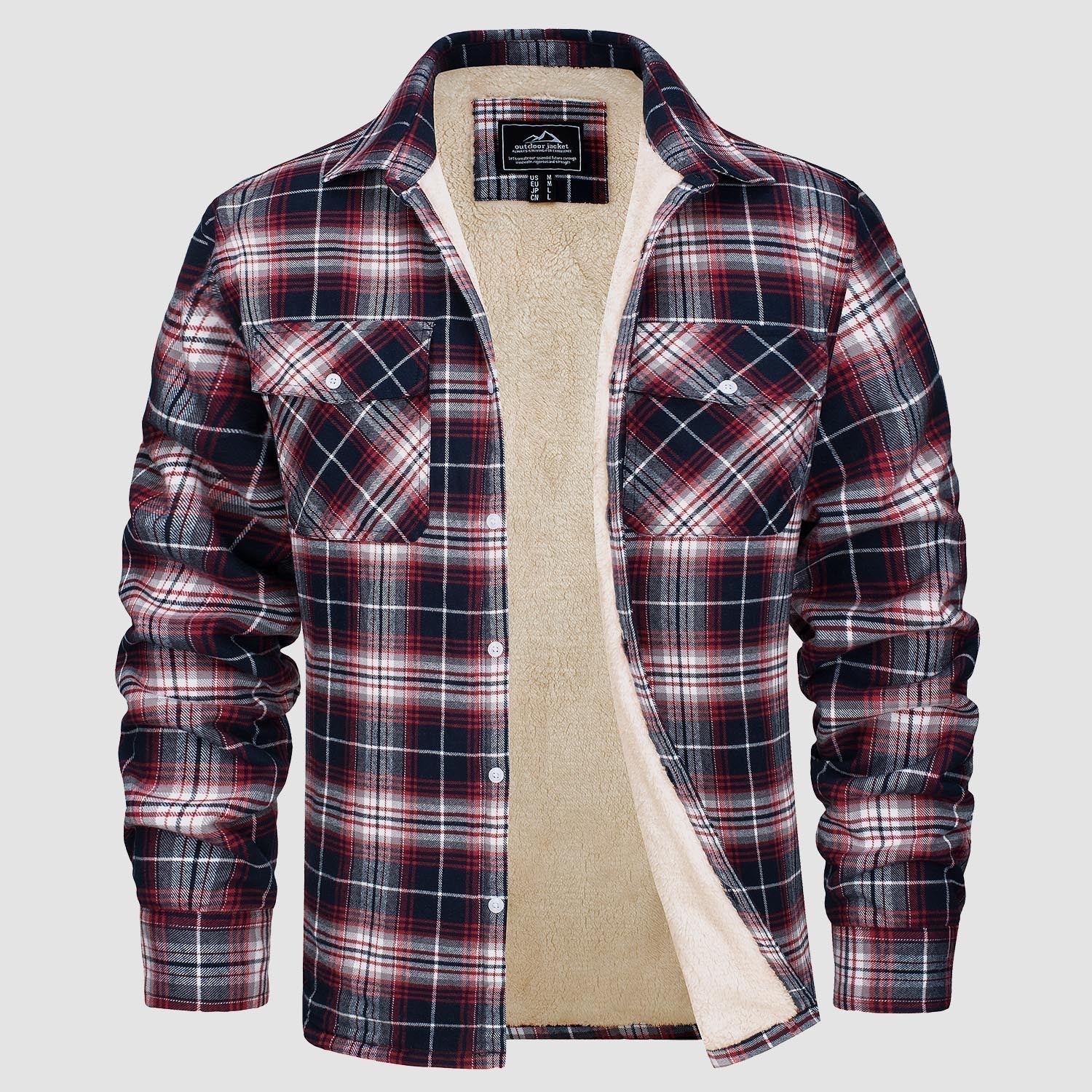 Flanelljacke – Kariertes, Mit Fleece Gefüttertes Herren-Overshirt für den Winter-HauteBerlin