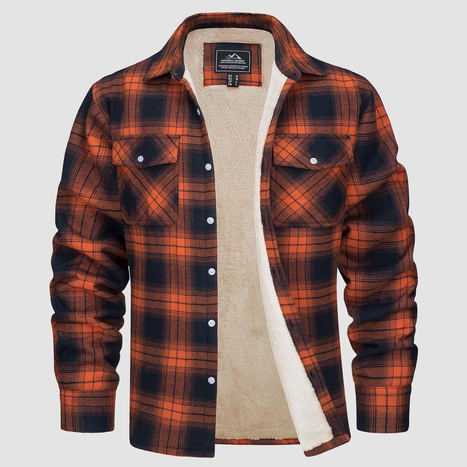 Flanelljacke – Kariertes, Mit Fleece Gefüttertes Herren-Overshirt für den Winter-HauteBerlin