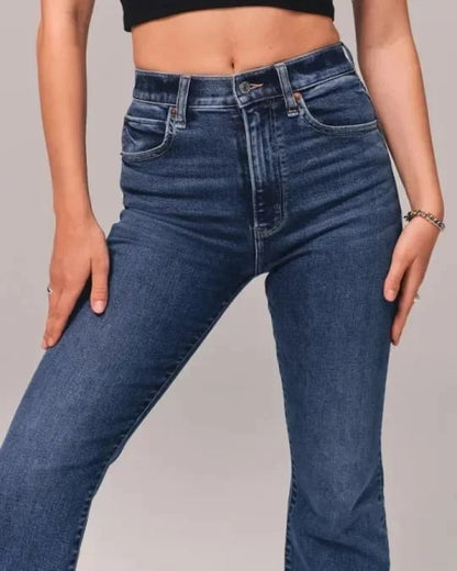 Flared Jeans | Blau | Denim | Hochtaillierte Jeans | Damenjeans-HauteBerlin