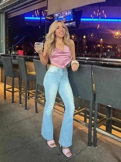 Flared Jeans | Blau | Denim | Hochtaillierte Jeans | Damenjeans-HauteBerlin