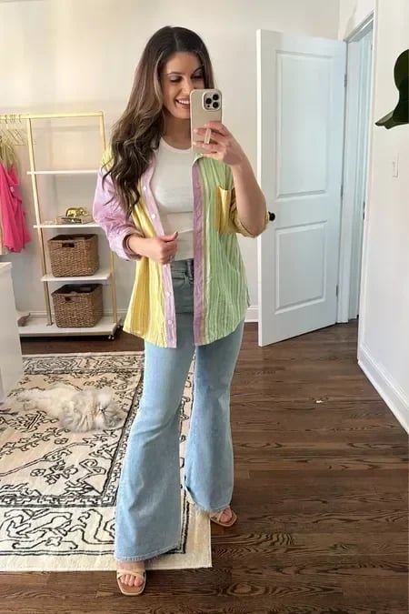 Flared Jeans | Blau | Denim | Hochtaillierte Jeans | Damenjeans-HauteBerlin