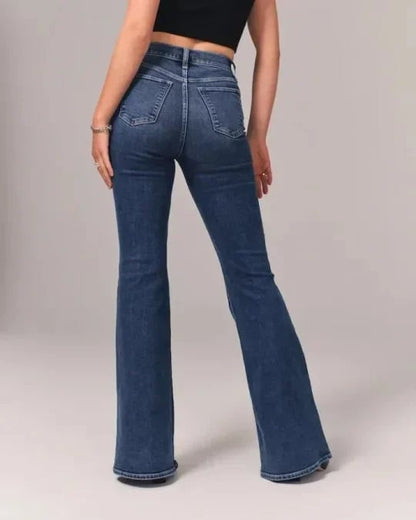 Flared Jeans | Blau | Denim | Hochtaillierte Jeans | Damenjeans-HauteBerlin