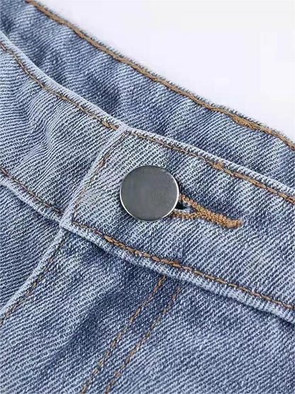 Flared Jeans - Hellblaue High Waisted Jeans mit Sternendruck für Frauen-HauteBerlin