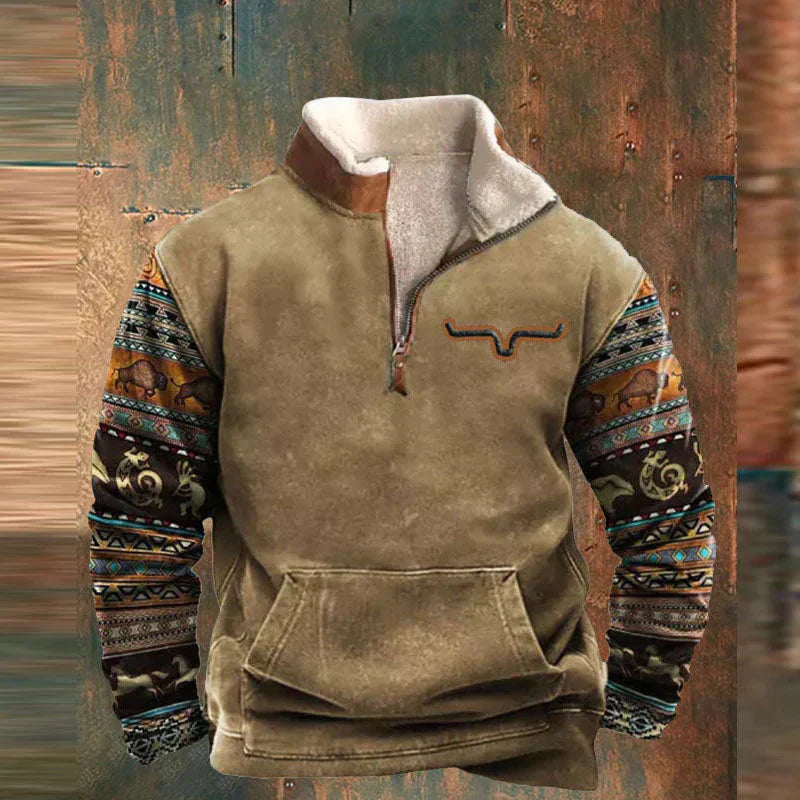 Fleece mit halbem Reißverschluss | Warm | Tasche | Herren-Fleecepullover mit halbem Reißverschluss | Winterkleidung-HauteBerlin