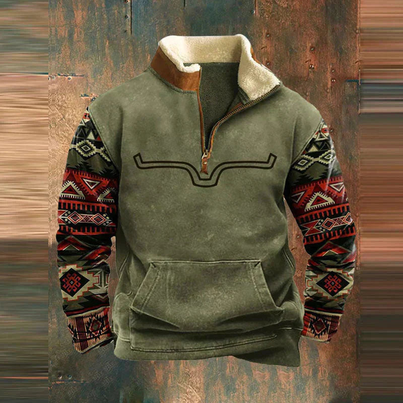 Fleece mit halbem Reißverschluss | Warm | Tasche | Herren-Fleecepullover mit halbem Reißverschluss | Winterkleidung-HauteBerlin