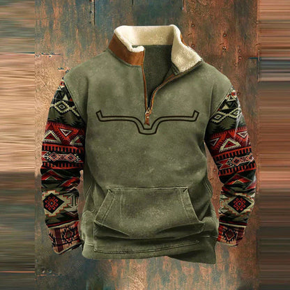 Fleece mit halbem Reißverschluss | Warm | Tasche | Herren-Fleecepullover mit halbem Reißverschluss | Winterkleidung-HauteBerlin