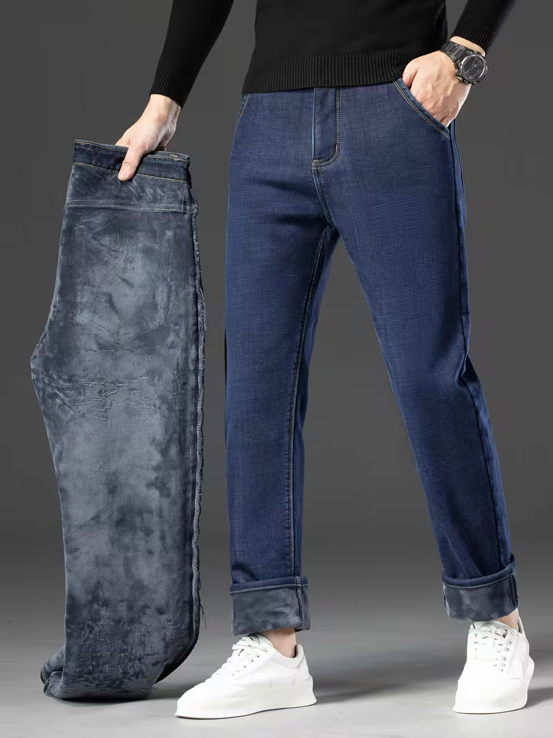 Fleecegefütterte Jeans – Stretchjeans mit geradem Bein für Männer-HauteBerlin