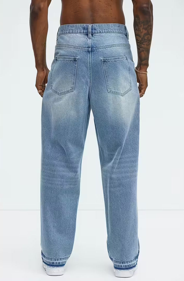 Gerade geschnittene Jeans | Hohe Taille | Washed | Locker sitzende Jeans | Herrenjeans-HauteBerlin