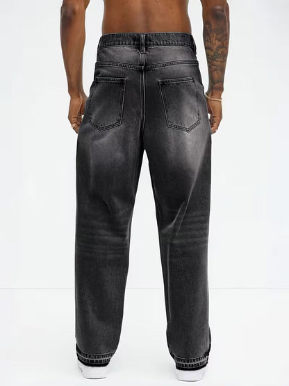 Gerade geschnittene Jeans | Hohe Taille | Washed | Locker sitzende Jeans | Herrenjeans-HauteBerlin